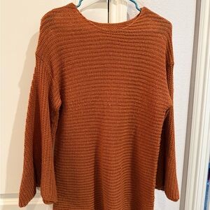Women's Cozy Ribbed Knit Sweater - Rust